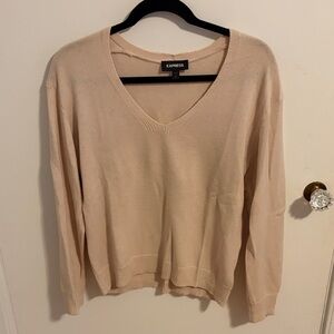 Express Women's V-Neck Sweater in soft pink. Excellent condition